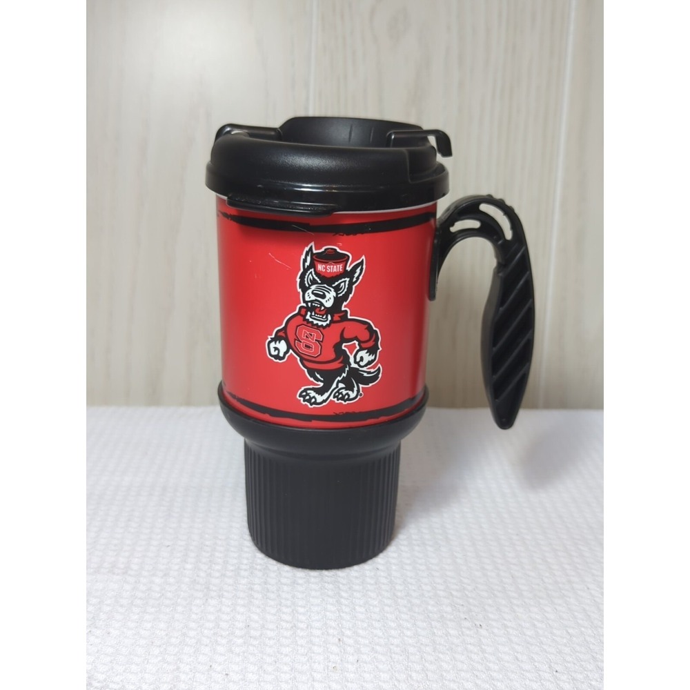 Whirley NC State Wolfpack black red insulated plastic‎ travel coffee cup mug